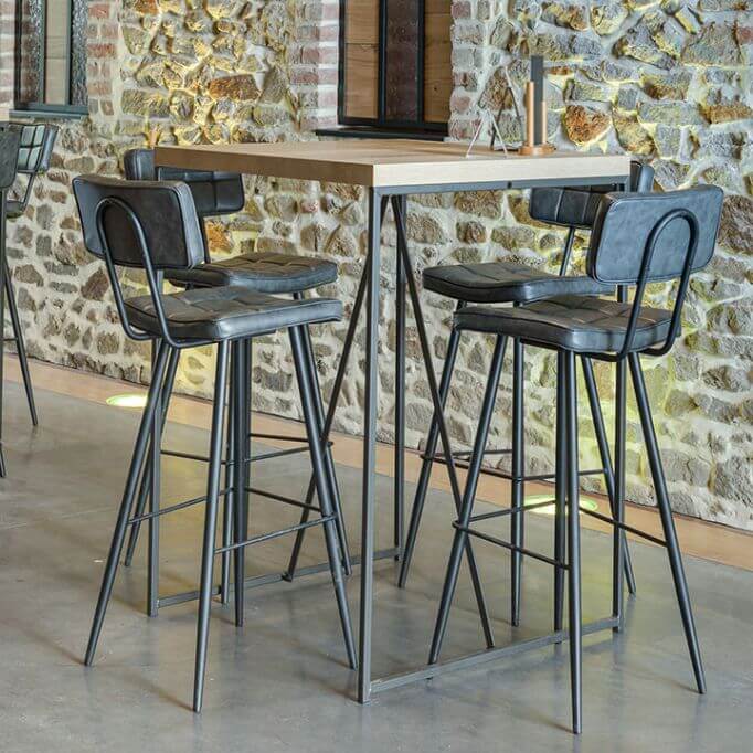 Tabouret de bar (lot de 2) métal et PU Maurice